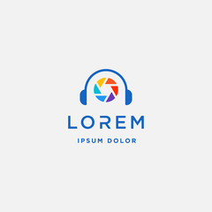 Obraz premium Music Camera Logo Template Vector Sign Design