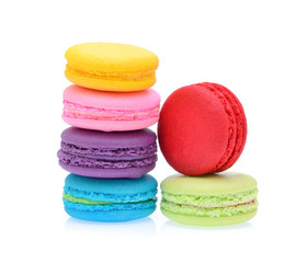Colorful macaroons isolated on white background