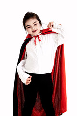 Happy Halloween Cute little Dracula on white