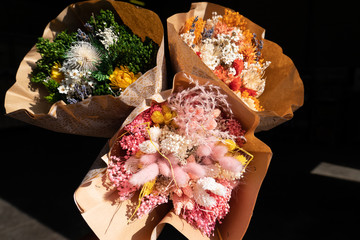 bouquet of dried flowers under the sun