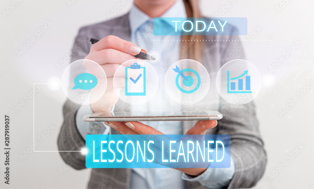 Aufkleber handwriting text lessons learned. conceptual photo the knowledge or understanding gained by experien