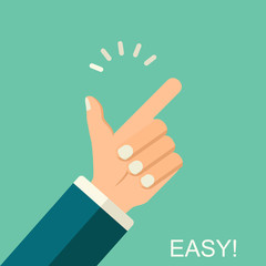 Obraz premium Vector snap concept, flat style. Snapping fingers pattern. Easy backgruonf, clicking hand.