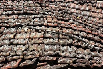 old brick tiles on the roof