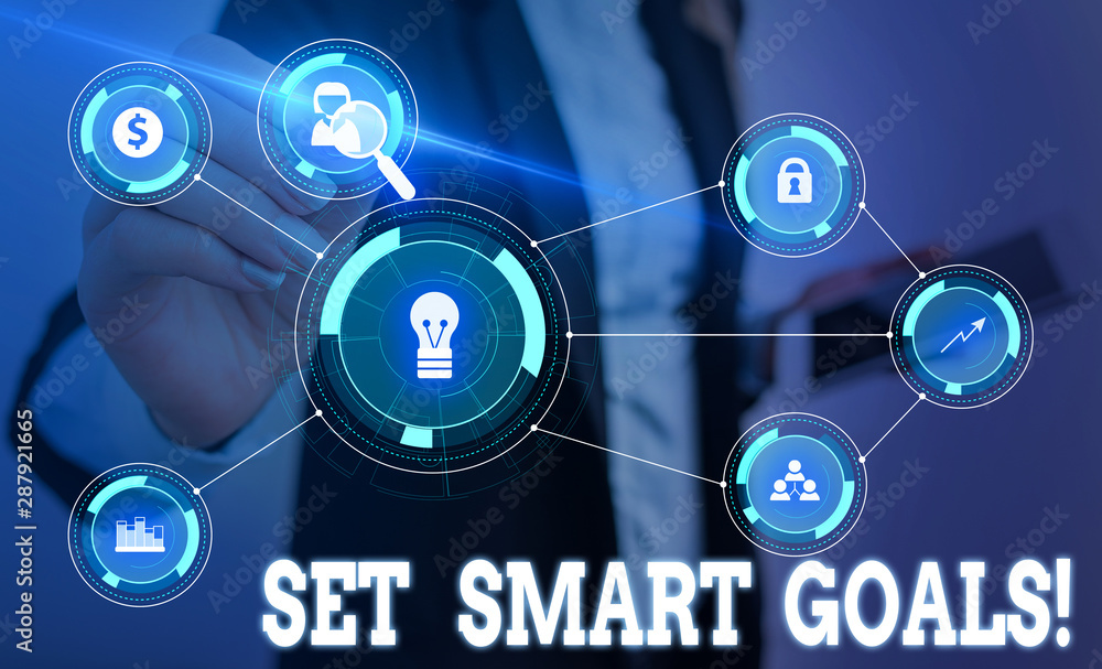 Poster writing note showing set smart goals. business concept for list to clarify your ideas focus efforts 