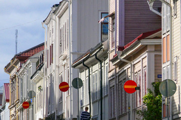 Hudiksvall, Sweden A view of a picturesque street in the old town.