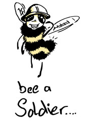 Illustration of a happy bee soldier