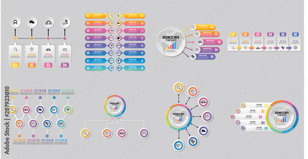 Poster set of infographics elements vector design template. business data visualization infographics timeli