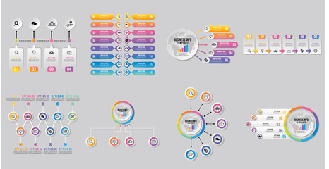 Set Of Infographics Elements Vector Design Template. Business Data Visualization Infographics Timeline with Marketing Icons most useful can be used for info graph, presentations, process, diagrams, an