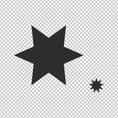 Black simple flat style light star flares  isolated on transparent background. Vector illustration