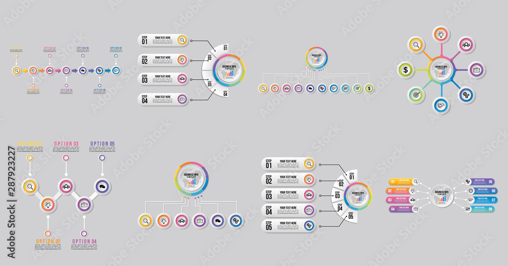 Poster set of infographics elements vector design template. business data visualization infographics timeli