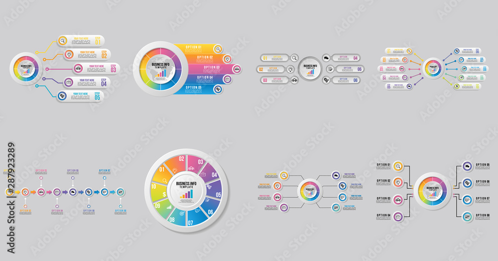 Aufkleber set of infographics elements vector design template. business data visualization infographics timeli