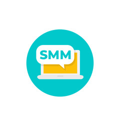 SMM, Social Media Marketing vector icon with laptop