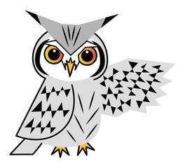 フクロウ お洒落なコノハズクさん ベクター イラスト