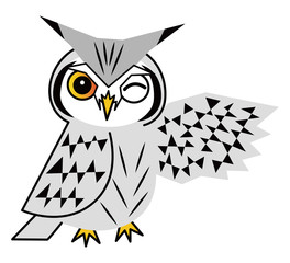 フクロウ お洒落なコノハズクさん ベクター イラスト