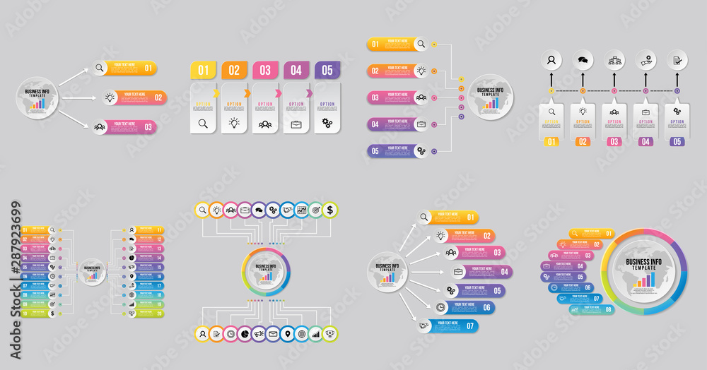 Poster set of infographics elements vector design template. business data visualization infographics timeli
