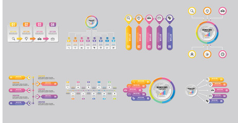 Set Of Infographics Elements Vector Design Template. Business Data Visualization Infographics Timeline with Marketing Icons most useful can be used for info graph, presentations, process, diagrams, an