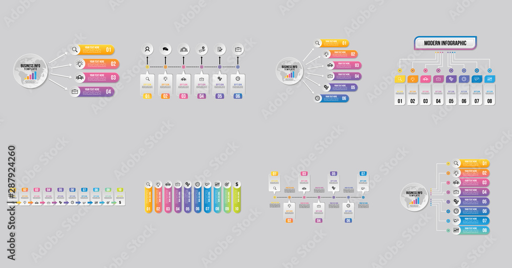 Poster set of infographics elements vector design template. business data visualization infographics timeli