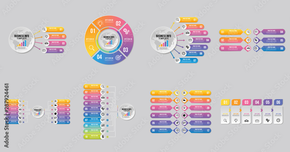 Poster set of infographics elements vector design template. business data visualization infographics timeli