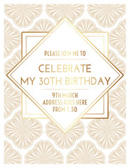 Geometric Floral Art Deco Birthday Invitation Design
