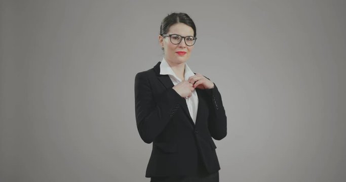 young sexy businesswoman seduces and flirts