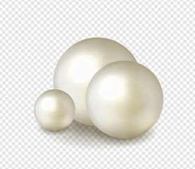 Pack nature ,sea pearl background with small and big white pearls . Vector illustration