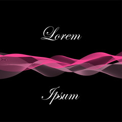 Abstract vector pink and purple silk or satin fabric wave on black background for grand opening ceremony or other occasion. Vector illustration