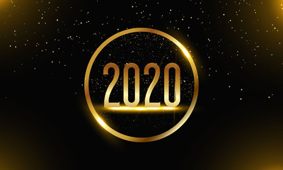 Golden sparkling happy new year 2020 background