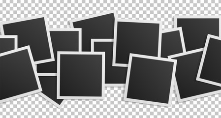 Black and white photo frame with shadows isolated on white background. Vector illustration - Vector
