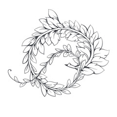 Fototapeta premium Decorative ornament with leaves. Vector decorative branch.