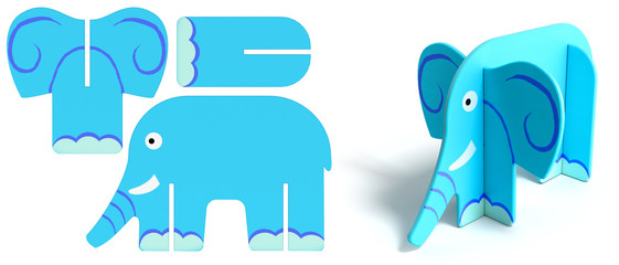 children's wooden puzzle with details 3d render on white