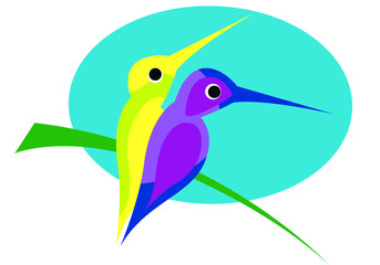 Obraz premium Illustration of a flying colorful Hummingbird or Colibri. Vector illustration. Isolated image on white background. Bird of hummingbirds. Vector drawing for logo or Illustration.