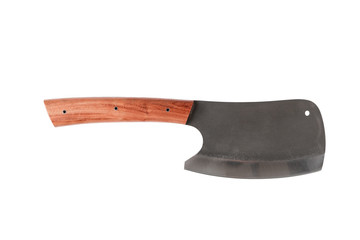 Kitchen forged axe for cutting meat on a white background.