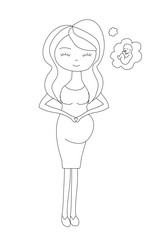 hand drawn illustration with pregnant woman, isolated character