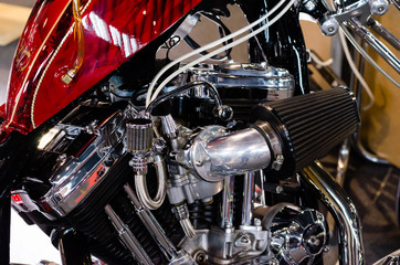 Plakat custom motorcycle engine - harley devidson