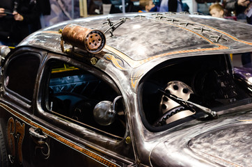 custom rat car in car show