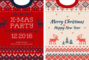 Merry Christmas and Happy New Year greeting card scandinavian ornaments