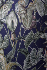 Flowery background. Background with the texture of embroidered plants