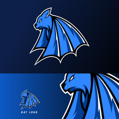 Blue dark bat vampire mascot sport gaming esport logo template for squad gaming team © Esport Addicts