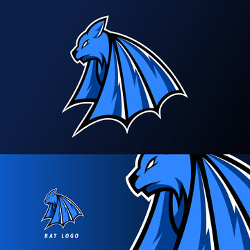 Blue dark bat vampire mascot sport gaming esport logo template for squad gaming team