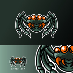 Spider mascot sport gaming esport logo template for streamer squad team club