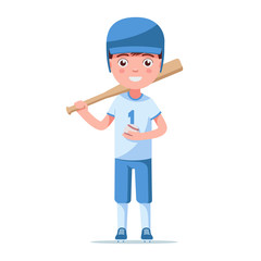 Little child is standing in baseball ammunition