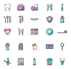 dental health care set icons