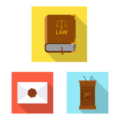 Vector illustration of law and lawyer logo. Collection of law and justice stock vector illustration.