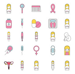 feminity care life set icons