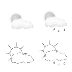 Vector illustration of weather and climate sign. Set of weather and cloud stock vector illustration.