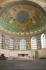 Fototapeta premium Classe, Italy - August 06, 2019 : View of Santa Apollinare in Classe church interior.