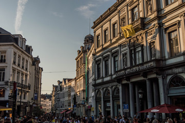 Fototapeta premium Street view of some Buildings in the center of Brussels.