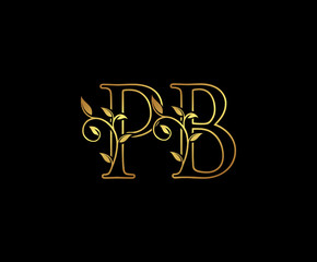 Initial letter P and B, PB, Gold Logo Icon, classy gold letter monogram logo icon suitable for boutique,restaurant, wedding service, hotel or business identity.