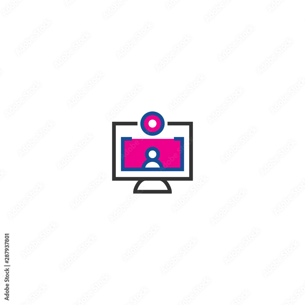 Fototapete flat wen teaching line icon for web design. globe sign. computer icon. isolated vector design. vecto