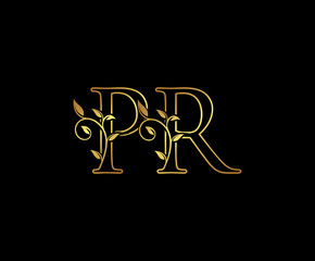 Initial letter P and R, PR, Gold Logo Icon, classy gold letter monogram logo icon suitable for boutique,restaurant, wedding service, hotel or business identity.